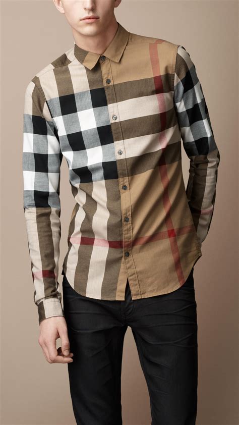 burberry brit pieced check shirt|Burberry men's button up shirt.